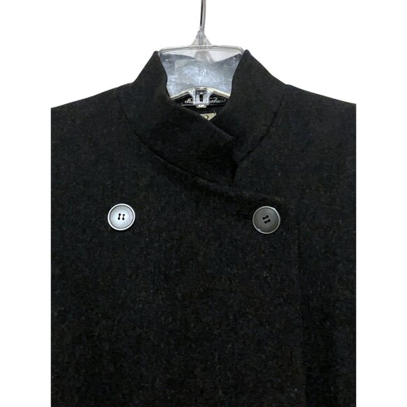 Vintage Wool Overcoat 12 Double Breasted Structured Pockets Minimalist Military - Picture 5 of 12